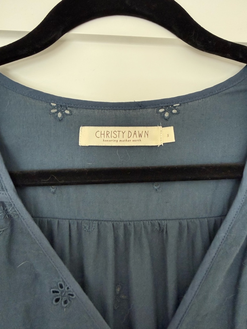 Christy Dawn Charcoal Blue Eyelet Midi Dress - Picture 2 of 3